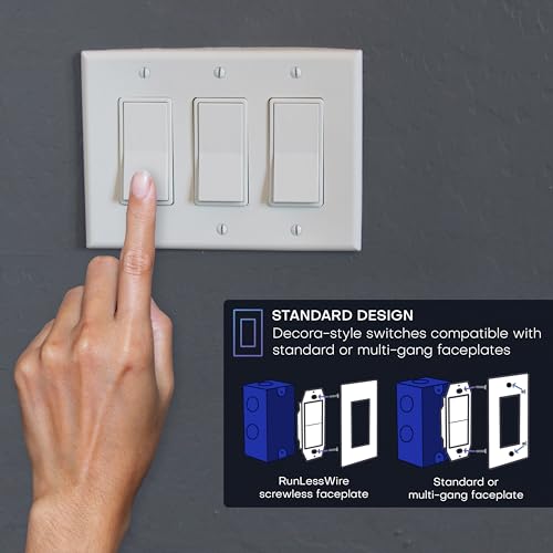 Image of RunLessWire Single Battery-Free Wireless Light Switch Kit - White