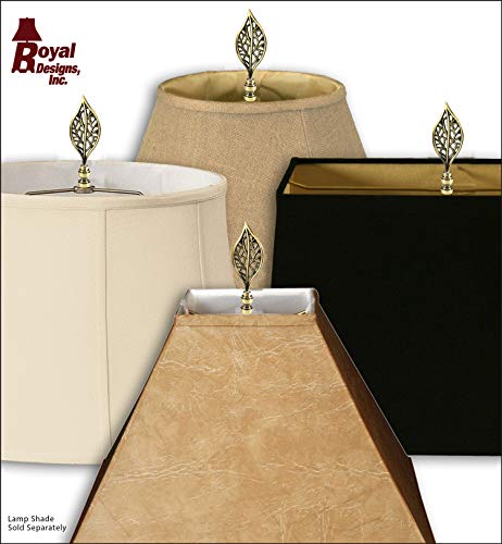 Image of Royal Designs, Inc. Decorative Leaf Lamp Finial, Antique Brass - Pack of 1