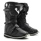 ILM Youth Kids Motorcycle Boots for Boys Girls Waterproof ATV Motorcross Dirt Blike Riding Biker Boots Model-MX3J (Black, 4.5)