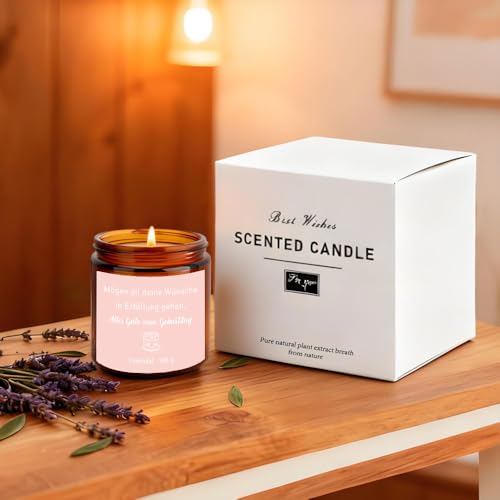 Kerze Geburtstagsgeschenk für Frauen Männer, Duftkerze Geschenk, 3.5OZ Lavendel Duftkerze im Glas mit Spruch aus Soja, Geburtstagsgeschenk für Beste Freundin Mama Schwester Papa Kollege Kollegin Oma