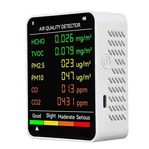 DAZZLEEX Monitor de Calidad del Aire 6 en 1 C02 Metros PM2.5 PM10 HCHO TVOC Multifuncional probador de Calidad del Aire para Interiores, Oficina y Otros Lugares, Color