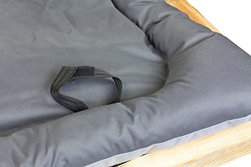 Kistenkolli Altes Land Hundebett Holzunterlage optional mit Kissen 110x79x4,5cm Hundekorb Tierbett Hundekissen Schlafplatz Vintage Hundesofa (Geflammt mit Kissen)