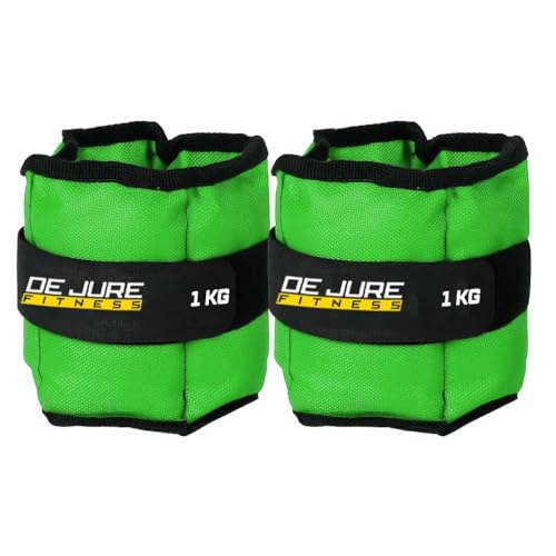 Image of De Jure Fitness Adjustable Ankle & Wrist Weights Pair (1KG x 2) for Men & Women | Strength Training, Walking, Running, Workout, Yoga | Comfortable, Durable | Green - 2KG