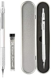 Shulaner Mechanical Pencil 0.7mm Metal Silver Propelling Pencil with Rubber, Silver