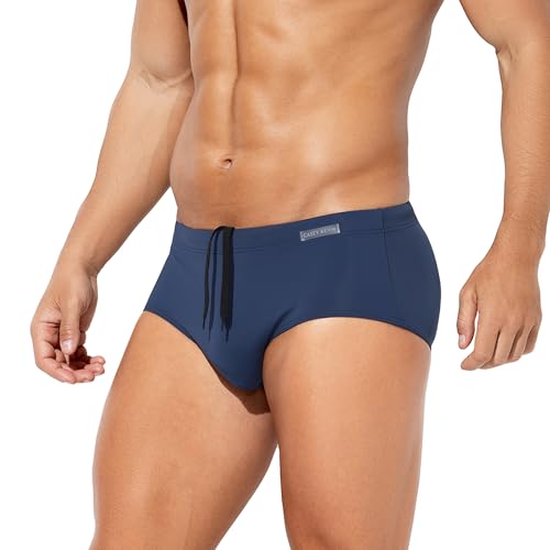 Image of Casey Kevin Men's Swimming Briefs Quick Dry Bikini Swim Trunks,Navy Blue M