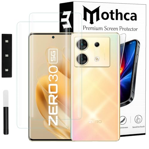 Image of Mothca Curved UV Tempered Glass Screen Protector for Infinix Zero 30 | Transparent | Pack of 2 | Borderless Full Screen Coverage with UV Installation Kit