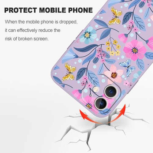 Coque iPhone 12 silicone liquide fine anti-rayures à fleur violette