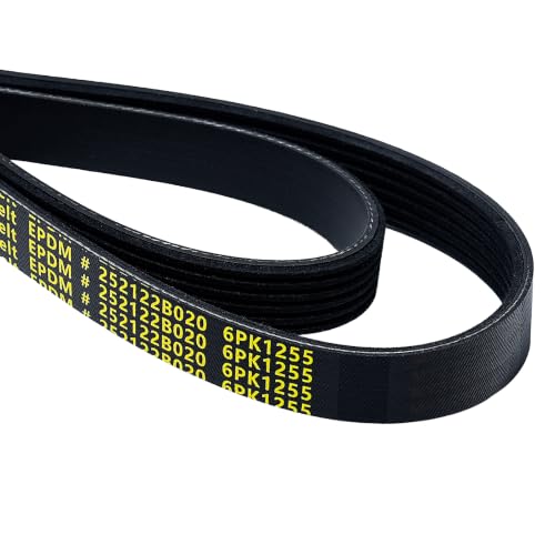 Image of 6PK1255 Serpentine Belt V-Ribbed Drive Belt for 12-17 Accent,17-21 Elantra,15-19 Sonata,12-17 Veloster,16-20 Optima,12-22 Soul L4 1.6L,12-17 Camry,09-18 RAV-4 2.5L