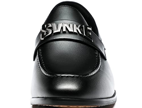 Svnke Men's Dress Shoes Square Toe Fashion Casual Oxford Shoes For Men Genuine Leather Upper Wingtip Shoes Non Slip Formal Soft Classic Sneaker Black 12 #TOP2