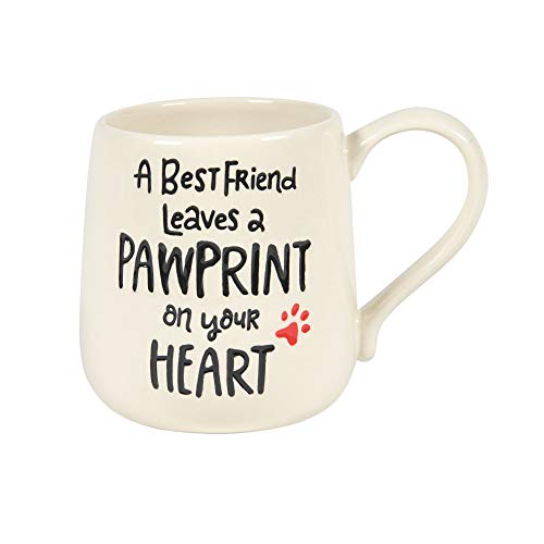 Enesco Our Name Is Mud Pawprint On Your Heart Pet Bereavement Engraved Coffee Mug, 16 Ounce, White #TOP16