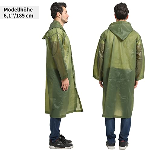 Opret 2 Stück Regenmantel Durchsichtiger Regenponcho für Damen Herren, Wiederverwendbar Wasserdicht Regencape Regenjacke, Eva Atmungsaktiv Regen Zubehör für Wandern Radfahren Camping Reisen