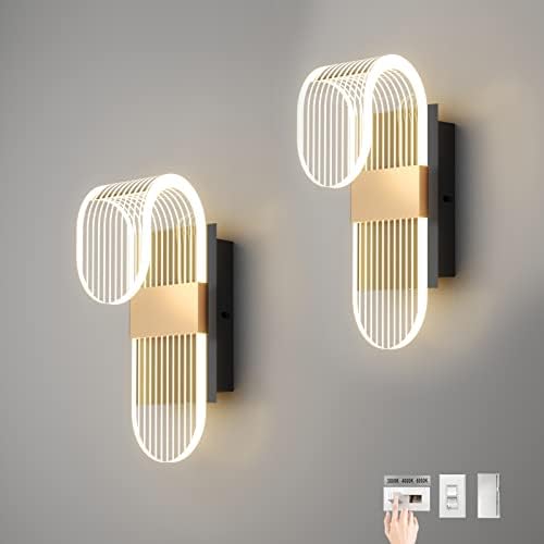 Threebro Wall Sconce Dimmable, 10W Acrylic Decorative LED Wall Light, Modern Arc Hardwired Wall Lamp 3000K Warm Light for Living Room Bedroom Pathway Corridor Stairs Balcony Hotel Lighting-2 Pieces