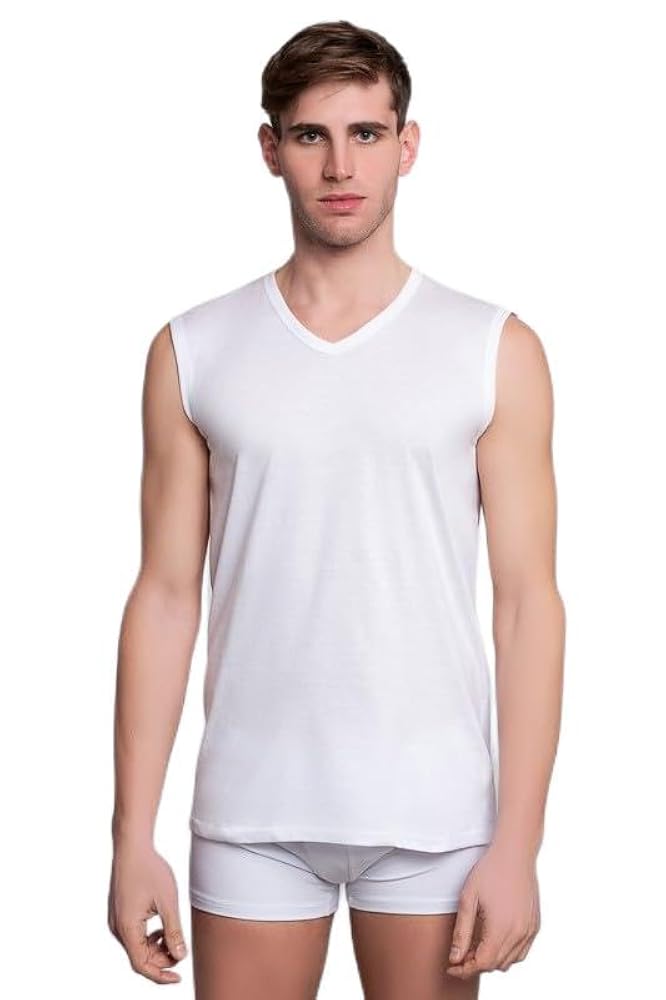 Maglie Aderenti Uomo Con Scollo A V - Confezione Da 3, 100% Cotone Pettinato, Taglie S-3XL - Foto 5