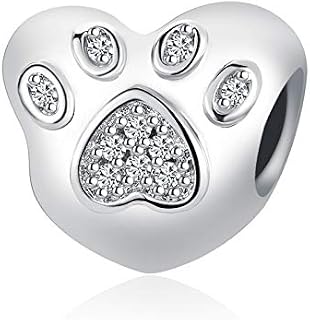 MiniJewelry Dog Cat Paw Print Love Heart Charm for Bracelets Necklaces Pendants I Love My Pet, Crystal Clear