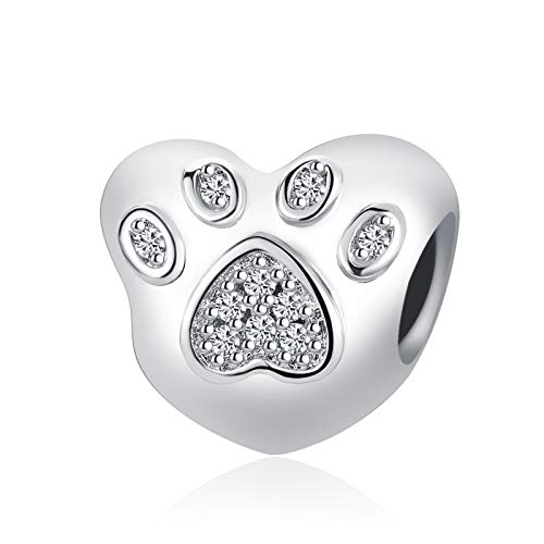Charm de huellas de perro en plata de cobre para pulseras Pandora