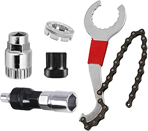 LYTIVAGEN 5 PCS Herramientas para Bicicleta de Montaa Multifuncional Llave Inferior Llave de Radios Manguito Inferior Herramienta de Extraccin de Volante Herramienta de Extraccin de Plato