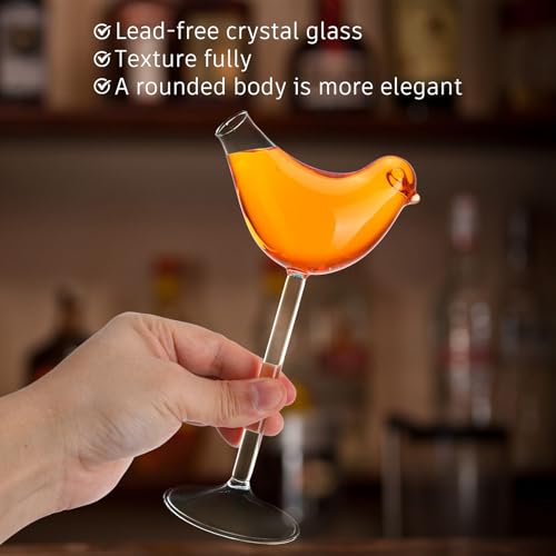 Copas de cóctel transparentes Tofficu de cristal con diseño de pájaro para fiestas 7