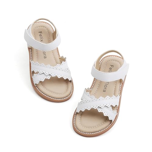 Image of Felix & Flora Toddler Girl Sandals - Little Girl Easter Dress Shoes Lightweight Open Toe Beach Holiday Flats