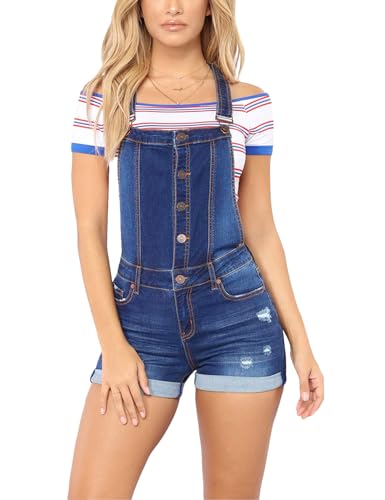 Salopette en jean femme Sukany avec bretelles réglables pantalon denim boutonné