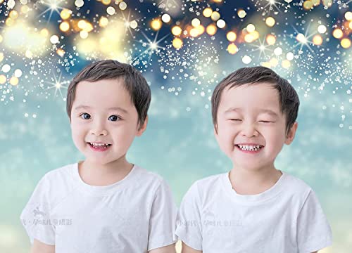 WaW 7x5ft Light Blue Bokeh Neon Background Christmas Backdrop for Children Photoshoot Studio Backdrops Xmas Baby Party Photobooth Props - Image 4