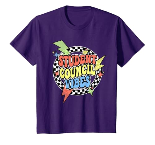 Retro Student Council Vibes Groovy School Student Council T-Shirt, Youth, Purple, 2T