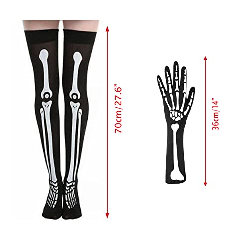 MAKFORT Halloween Outfit Halloween Stocking and Gloves Bloody Stockings Womens Gory Nurse Tights Womens Skeleton Dress Halloween Costume for Women - Image 3