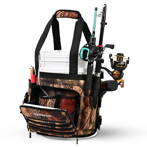 Boomistry Fishing Bucket Organizer for 5 Gallon Bucket Brown Camo