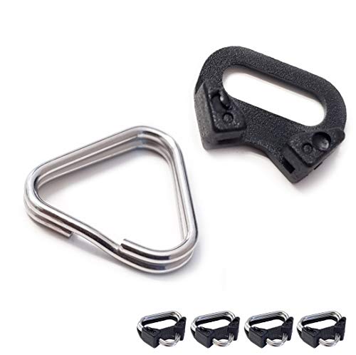 Juego de anillos divididos con tapa protectora para fijación de correas de cámara – forma triangular de acero inoxidable – apto para DSLR SLR y cámara compacta, 4 anillos de división triangular