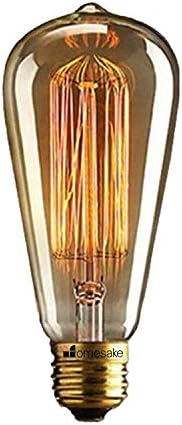 Homesake 40W E27 Pear Shape LED Yellow Filament Bulb, (Bronze, Large,Corded-Electric)
