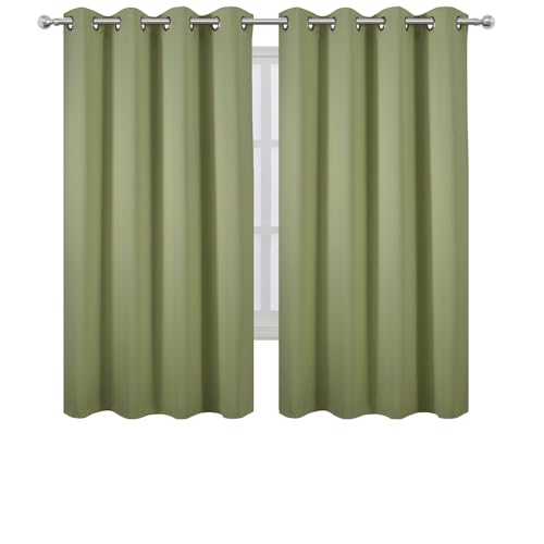 Image of LEMOMO Sage Green Blackout Curtains 52 x 63 Inch Length /Set of 2 Curtain Panels /Thermal Insulated Room Darkening Curtains for Bedroom and Living Room