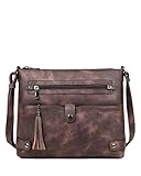 Picture of FADEON Large Crossbody Bags Purses for Women Crossbody Bag, Designer Leather Cross Body Purse Multi Pocket Shoulder Bag Coffee