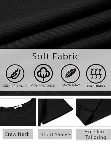 COOFANDY Black T Shirts for Men Summer Crewneck Basic Short Sleeve Shirts