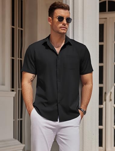 COOFANDY Mens Casual Button Down Shirts Short Sleeve Business Shirts Lightweight Wrinkle Free Dress Shirts3