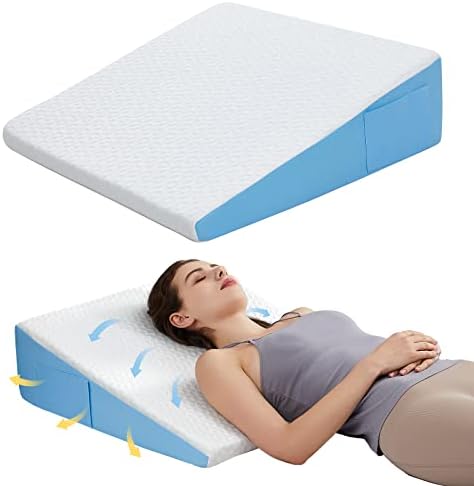ColdHunter 7.5" Wedge Pillow for Sleeping: Bed Wedge After Surgery, Cooling Memory Foam Pillow for Back Support and Leg Elevation, Triangle Pillow for Sleeping Acid Reflux & Heartburn & GERD & Snoring