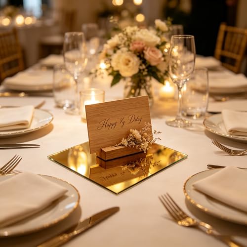 Bandejas cuadradas planas de acrílico dorado irrompibles para base de velas de cena 8