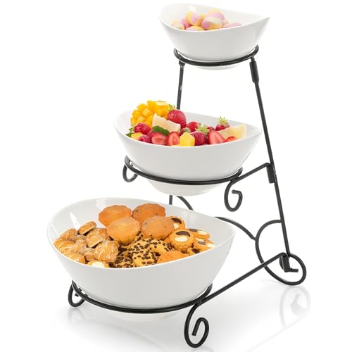 Covzoe 3 Tiered Serving Bowl Set, Ceramic Chip and Dip