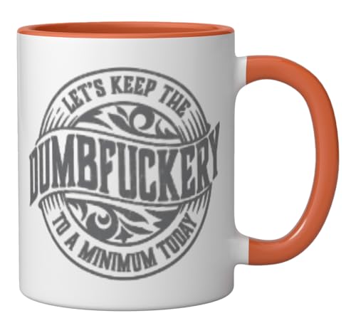 Taza de cerámica naranja y blanca con frase sarcástica miniatura 2