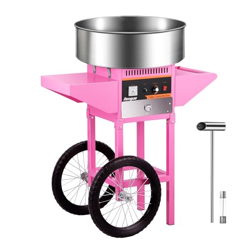 Rengue Cotton Candy Machine Commercial, 1000W Electric Cotton Candy Maker, Cotton Candy Machinewith Stainless Steel Bowl, Sugar Scoop, Storage Drawer, Perfect for Family Party, Kids Birthday
