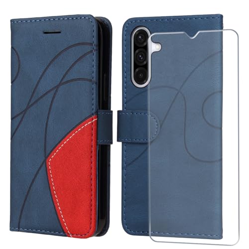 FHSYCR Coque pour Samsung Galaxy A17 4G/5G avec 1 Pièces Verre Trempé Protection Écran, Premium PU Cuir Multifonction à Rabat Flip Housse Étui pour Samsung Galaxy...