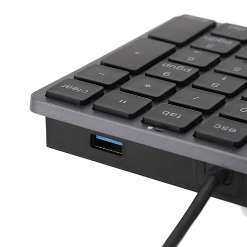 Teclado numérico USB C de 34 teclas con cable delgado y conectividad HUB 7