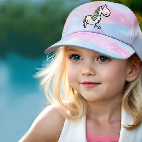 Accsa Girls Baseball Hat Tie-Dye Unicorn Hats For Girls Adjustable Kids Baseball Cap Multicoloured #TOP6