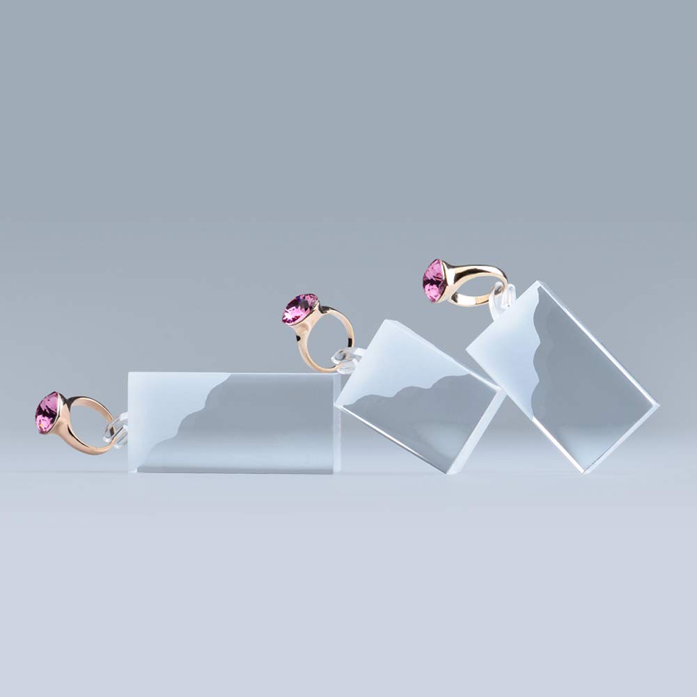 Présentoir à bagues élégant en Acrylique Mat Transparent, Ensemble de 3 Supports pour Bijoux, idéal pour Les boutiques et Les exposants.