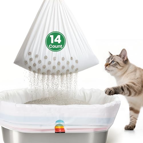 7-Day Sifting Litter System Bags Heavy Duty Thickened Liners 37x18 Inch (14 Pack) Fits Standard Litter Boxes.