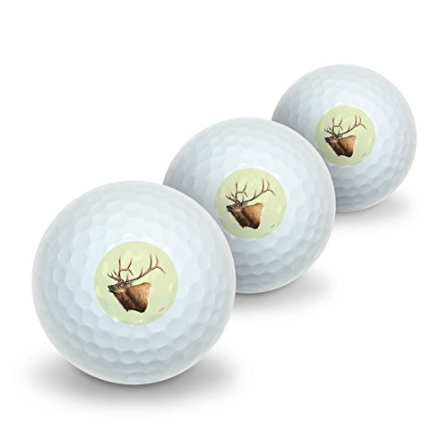 GRAPHICS & MORE Elk Head Hunting Novelty Golf Balls 3 Pack