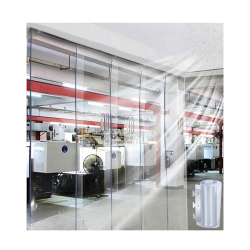 Kit de cortina de puerta industrial de PVC transparente, tiras de vinilo flexibles superiores con riel inoxidable for cámara fría y entrada de tienda(W75xH260cm/W29.53xH102.3in)