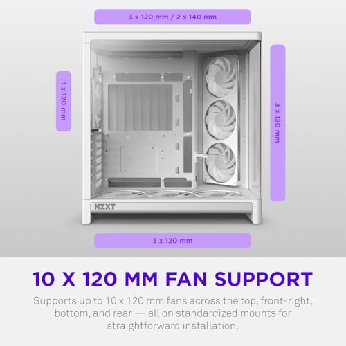 Image of NZXT H6 RGB+ - Compact Dual-Chamber ATX PC Case - White