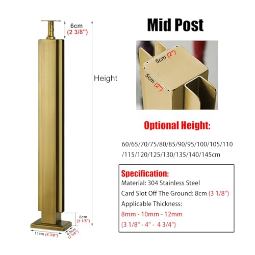 Sistema de pasamanos con poste dorado de alta resistencia y 130 cm de altura 3