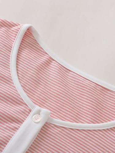 Image of Latuza Women's Petite Cotton Pajama Set Striped Button Down Pjs