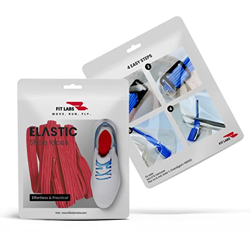 Image of No Tie Shoelaces for Kids and Adult - Elastic Flat Shoelaces for Sneakers, Boots, Board Shoes, Casual Shoes - One Size Fits All - Pack of 1 Pair (Red)