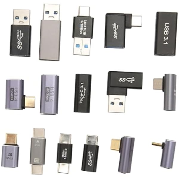 Набор USB-адаптеров из 16 прочных преобразователей из алюминиевого сплава для телефонов и компьютерной периферии функция Plug and Play для простого использования
